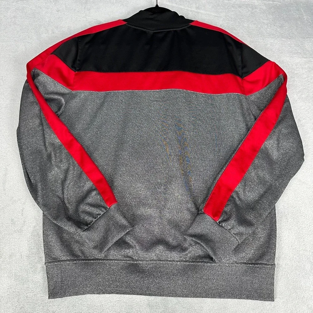 Lotto Track Jacket Mens XL Black Red Gray Full Zip Colorblock Athletic